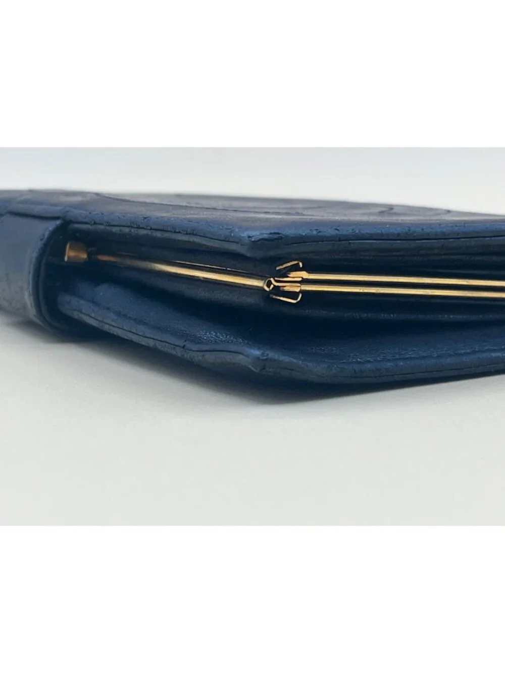 CHANEL Vintage Black Lambskin CC Logo Long Bifold Wallet Gold Kisslock w/ Card